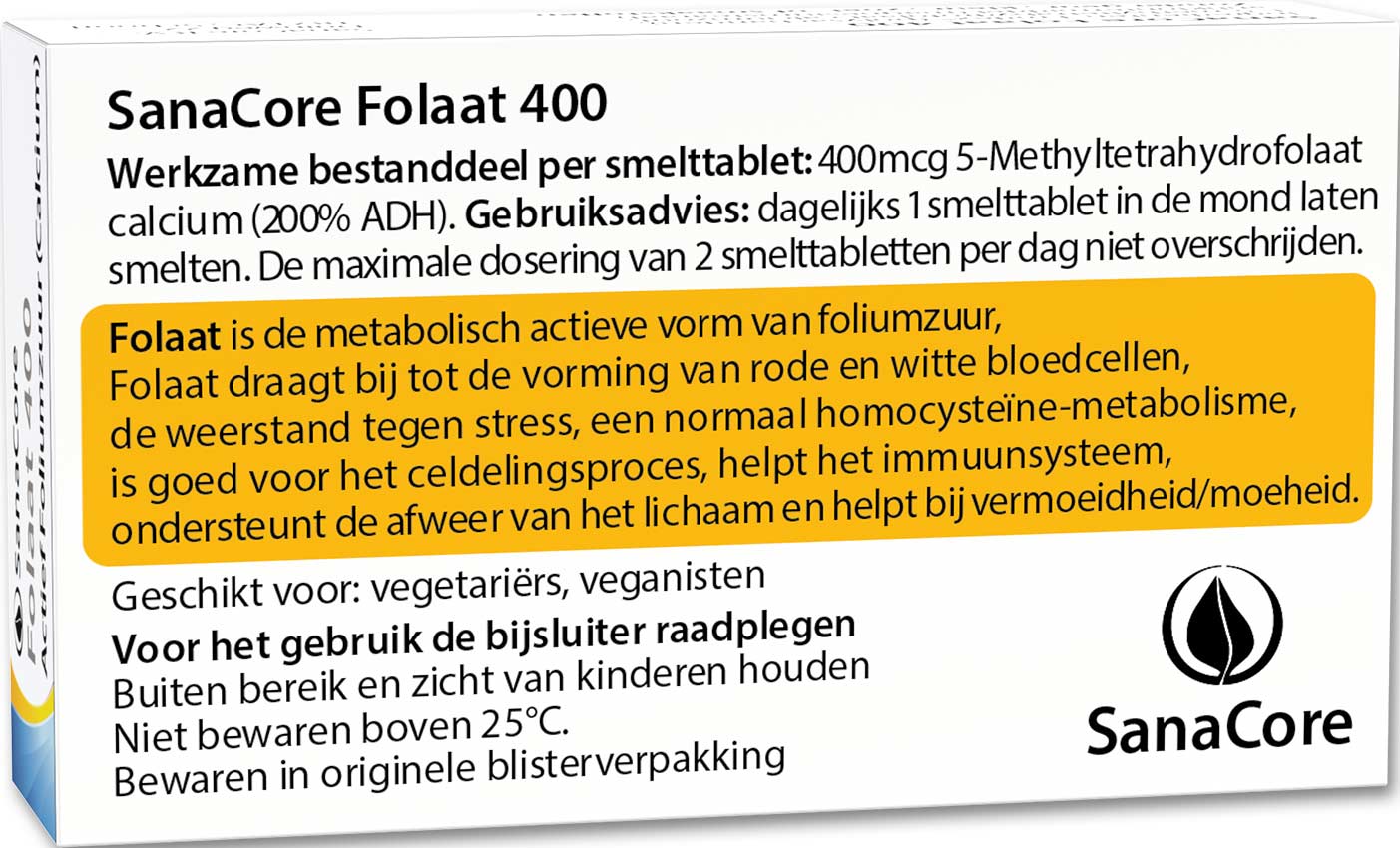 SanaCore Folaat 400 Calcium