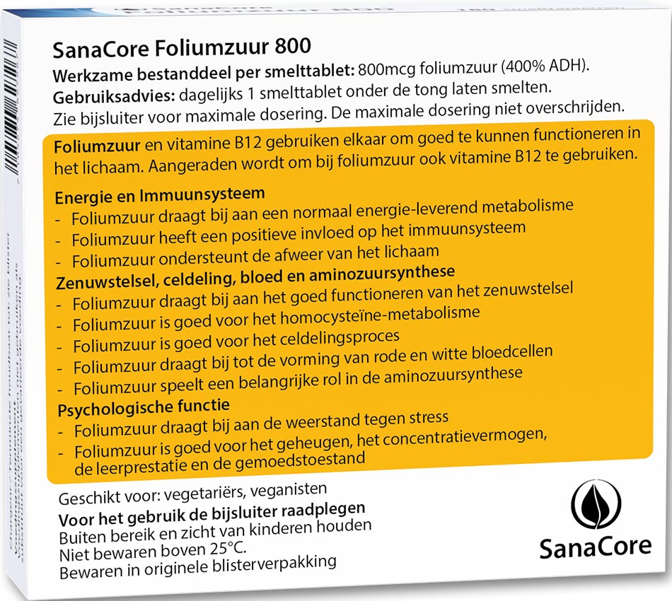 SanaCore Foliumzuur  800 - 180